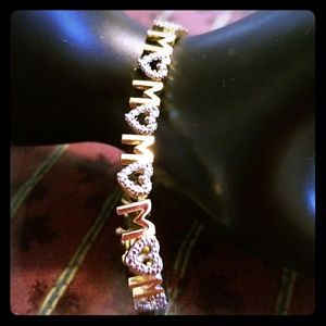 18K Gold Plated Diamond Accent MOM Bracelet 7.5 "